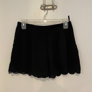 Black Scalloped Chiffon Shorts